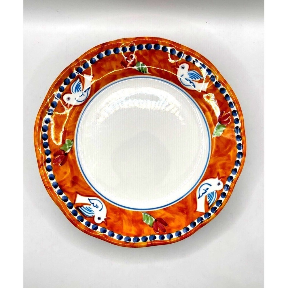 Vietri Melamine Campagna Uccello Salad Plates Orange Bird New Set Of 3